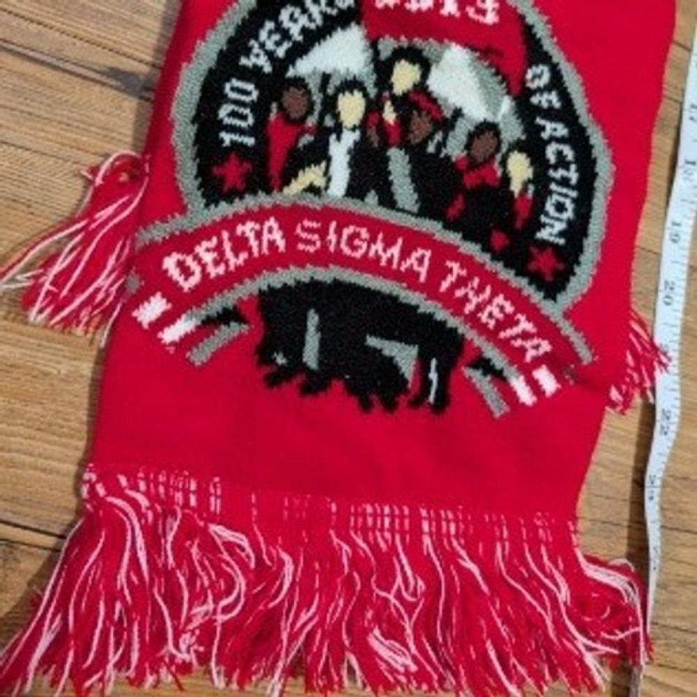 Delta Sigma Theta 100 Years of Action Scarf Womens Suffrage Centennial Red Knit